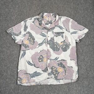 Marine Layer Floral Short Sleeve Tencel Linen Button Resort Shirt Men's Size XL